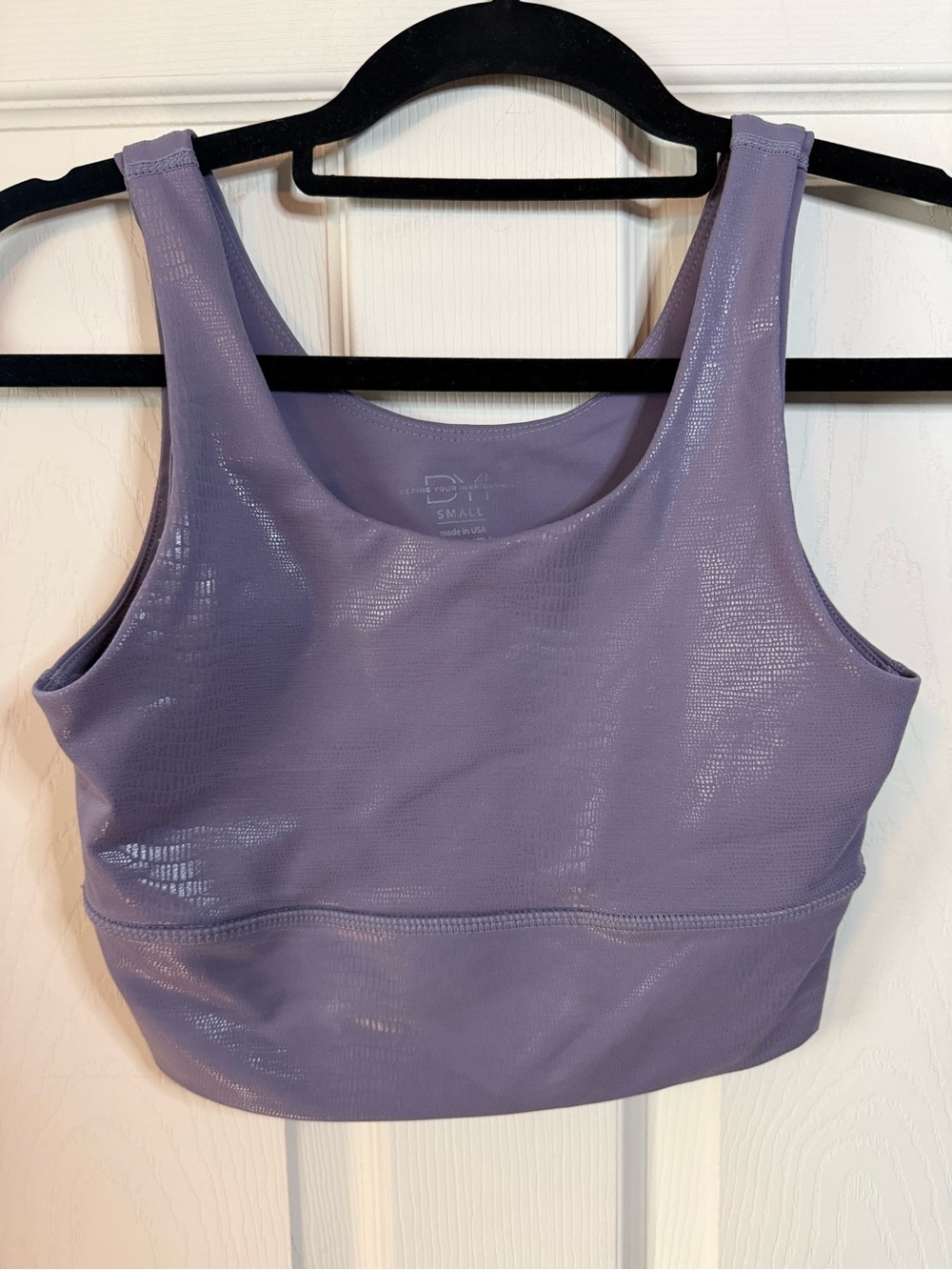 DYI Define Your Inspiration Purple Shimmer Snakeskin Sports Bra Top Size Small